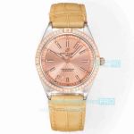 Swiss Replica Breitling Chronometer Automatic 36 South Sea Salmon Dial Diamond Ladies Watch 